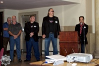 From right, Christian Marcillo, Robert Karazim, Glen Konopaskie, Mayor Leon Jukowski, and Bo Young initiating the event.