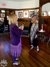 DMM's Michele (left) & Pat David (Gallery owner) posing in a Mr. Song original hat