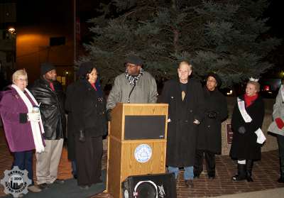 Ken Glass, mayor-elect Waterman, and other Pontiac dignitaries