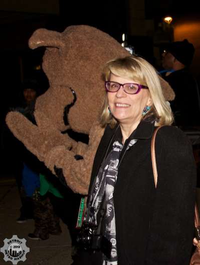 Detroit Metro Mashup's Michele next to Scooby-Doo