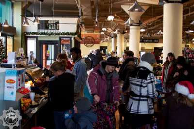 Busy Lafayette Market just before the Holiday Extravaganza Christmas Parade in Pontiac