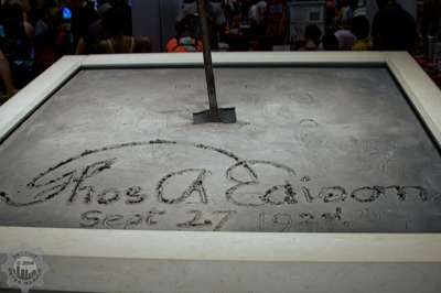 Thomas Alva Edison signature in concrete