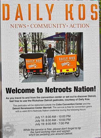 Daily Kos "Welcome to Netroots Nation!" sign