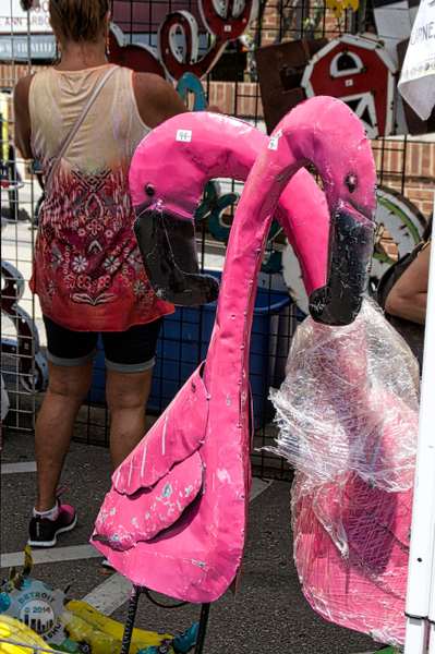 Pink Metal Flamingos