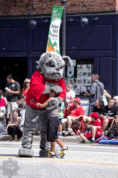 Romeo Bulldog greets children