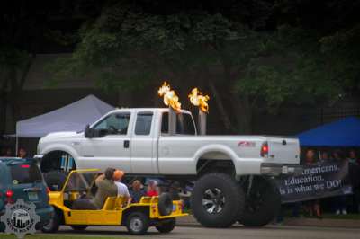 Flaming truck stacks