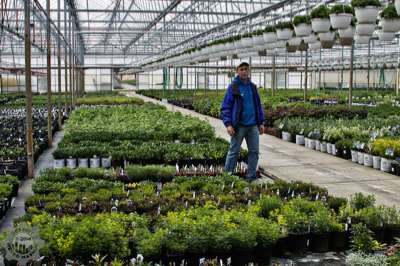 Joe showing us the perennial greenhouse